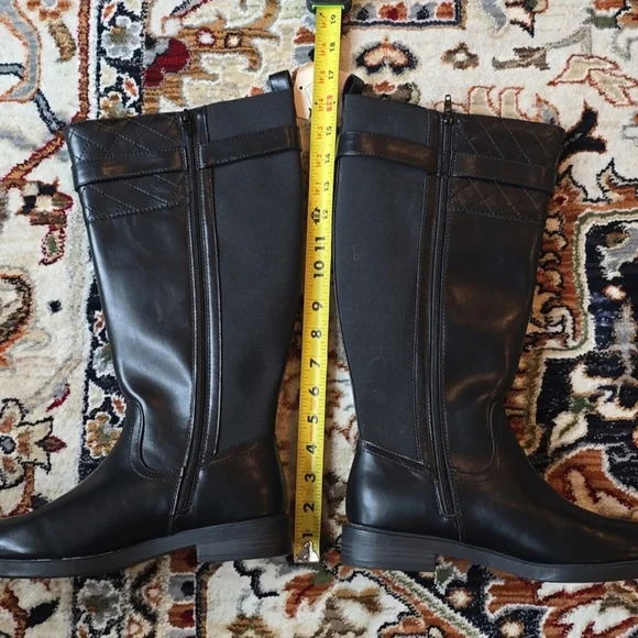 St. John's Bay Sleek Black Over the Knee Boots with a buckle accent - Picture 5 of 14